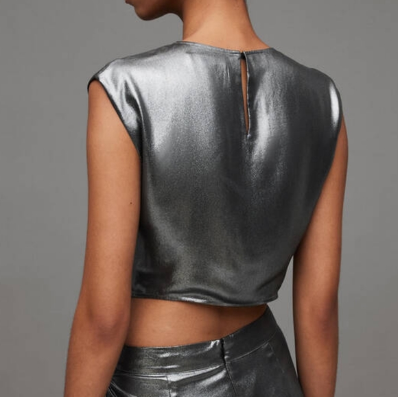 AllSaints Carla Metallic Crop Top ⛓️ - Picture 3 of 3